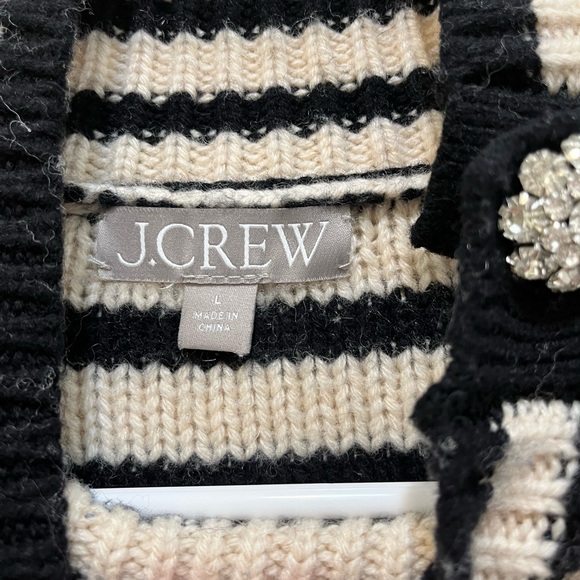 JCrew Jeweled Mock Neck Striped Sweater Size Large - Picture 3 of 7